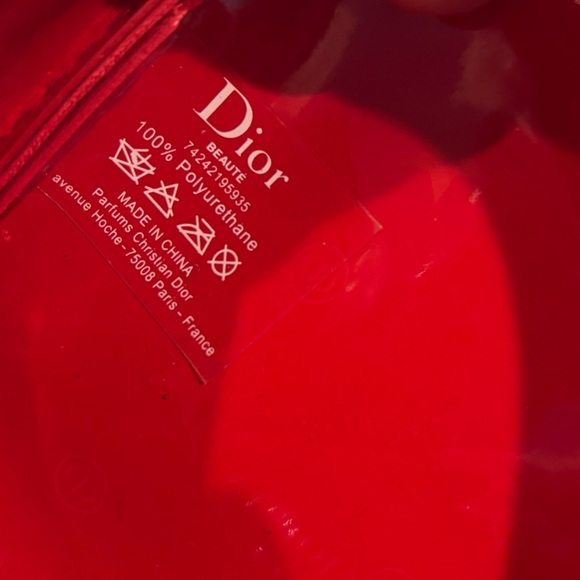 NWT Dior Red Embossed Logo Cosmetic Makeup Pouch Bag w/ Zipper Protector - Picture 8 of 8